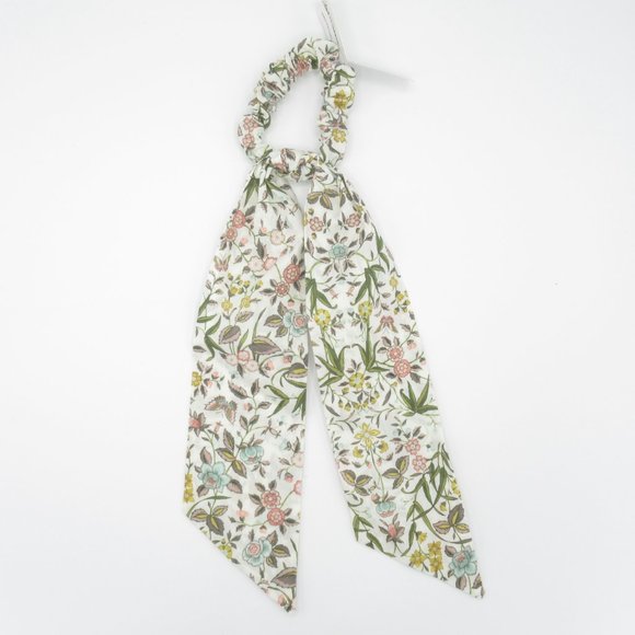 J Crew Liberty London Twilly Scrunchie - White Multi Floral & Butterfly Ivory - Picture 2 of 6